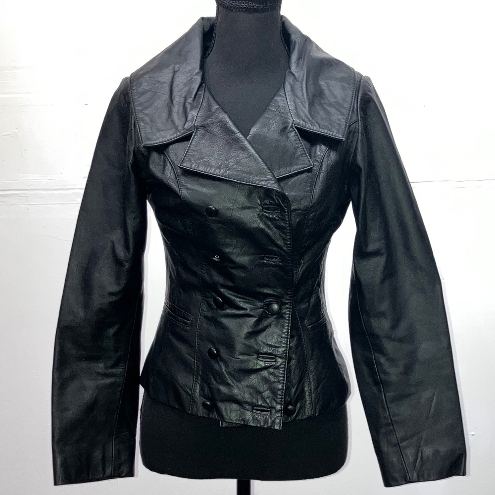 Black Leather double breasted jacket